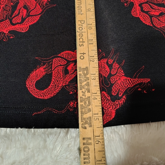Vintage Y2K Black and Red Dragon Print Top/ Chinese Knot/ SZ L/ See Info - Picture 14 of 14